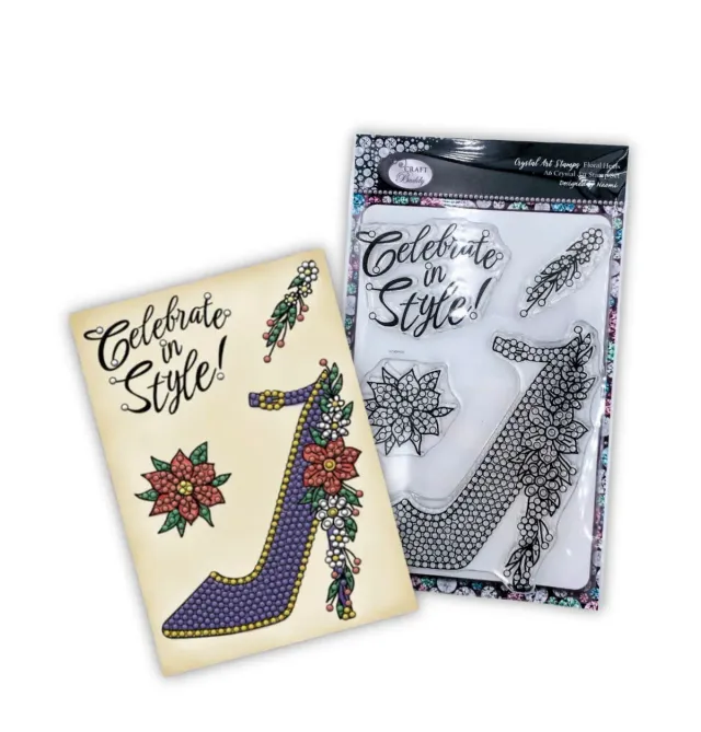 Craft Buddy Crystal Art Floral Heels stempelset A6 4-delig