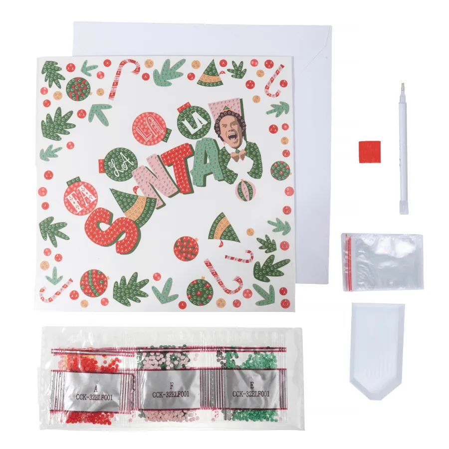 Craft Buddy Crystal Art Buddy the Elf kaartkit 18x18cm Kerst