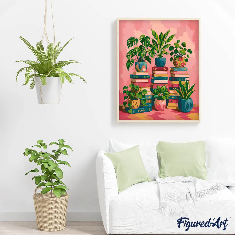 Figured'Art Botanische boekenkast schilderen op nummer 40x50cm planten