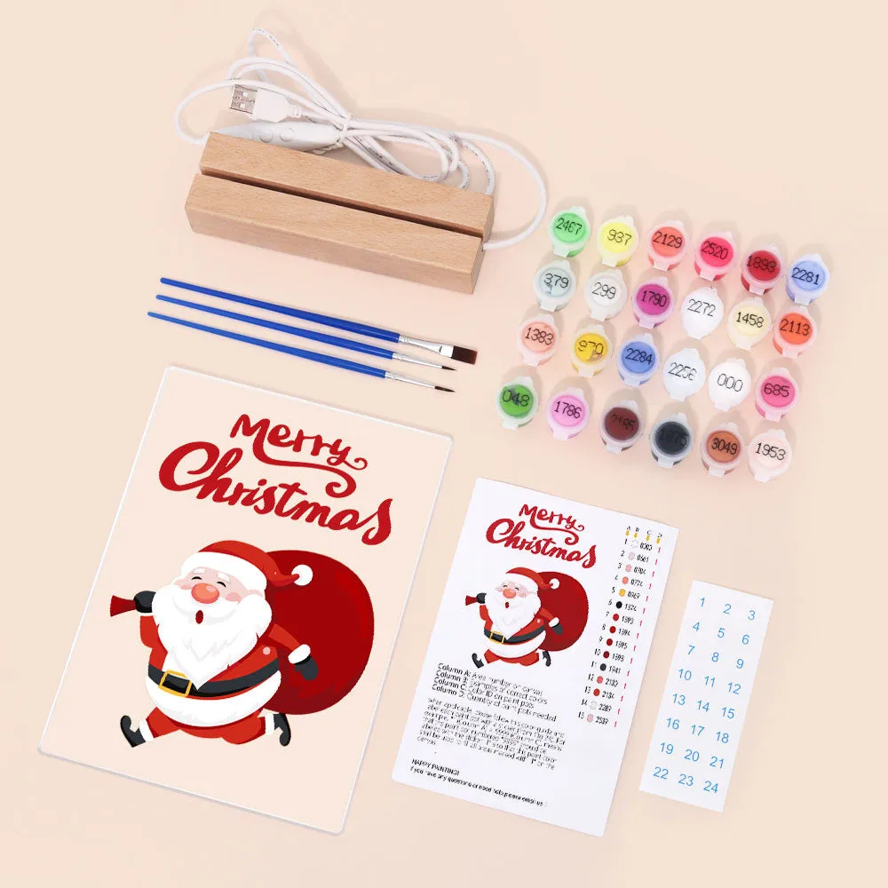 Figured'Art Kerstman 07 schilderen op nummer LED 15x20 cm licht