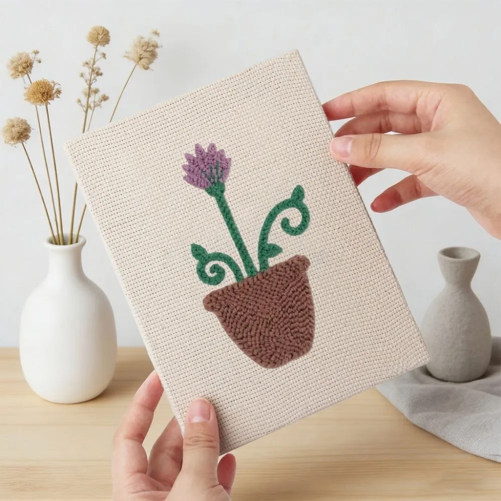 Figured'Art Bloeiende Bloemen punch needle set 4 stuks met frames zacht