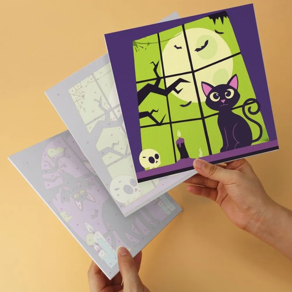 Figured'Art Mini Zwarte kat Halloween schilderen op nummer 6x 20x20cm