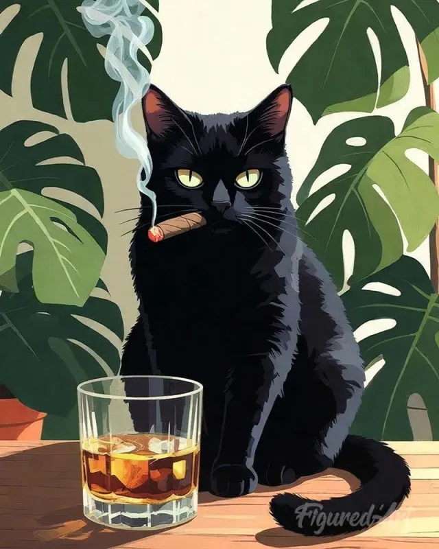 Figured'Art Snorharen en whisky schilderen op nummer kat eenvoudig