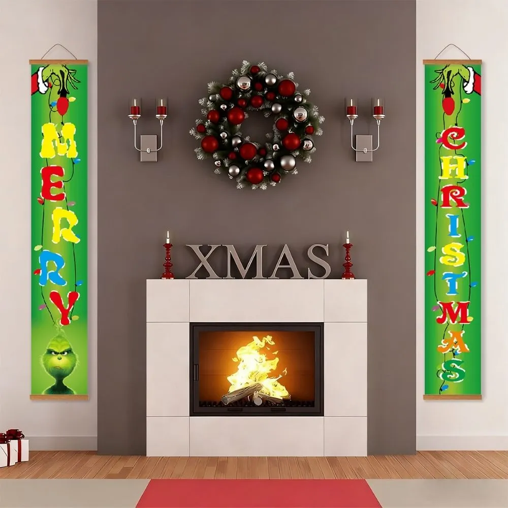 Figured'Art Groene Kerst Deurbanner Schilderen op Nummer 20x120 cm 2 stuks