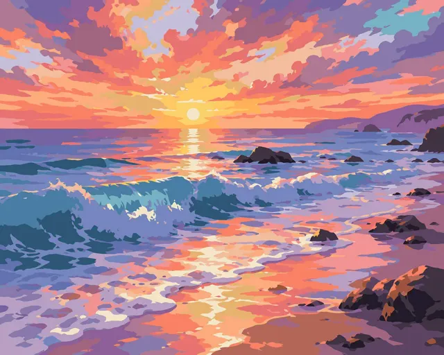 Figured'Art Gouden uur aan zee schilderen op nummer 40x50cm