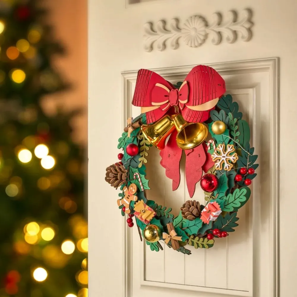 Figured'Art Kerstkrans 3D puzzel hout 252 stukjes met LED