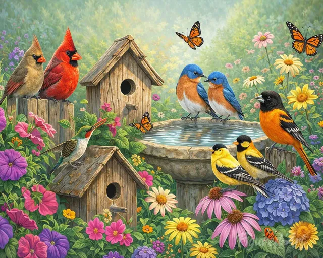 Figured'Art Tuin van vogelgezang diamond painting full drill