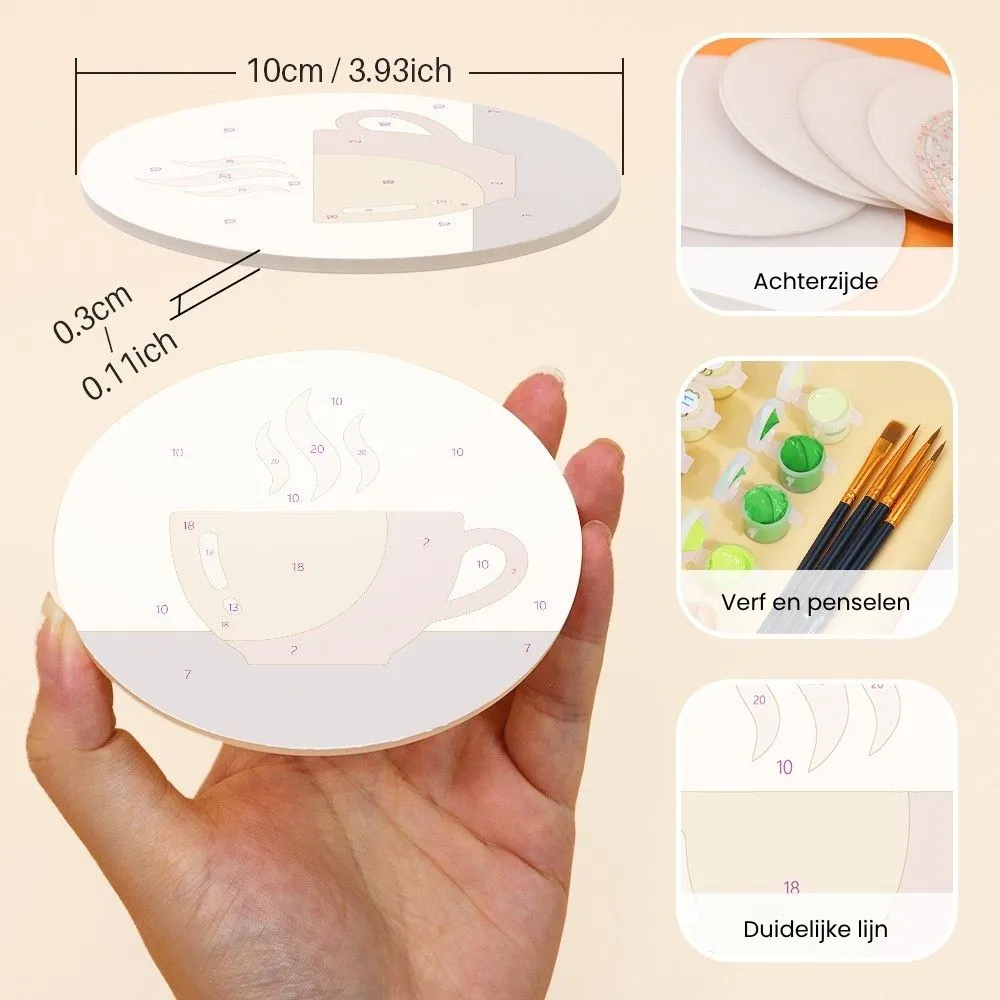 Figured'Art Gezellige rituelen onderzetters schilderen op nummer 10cm