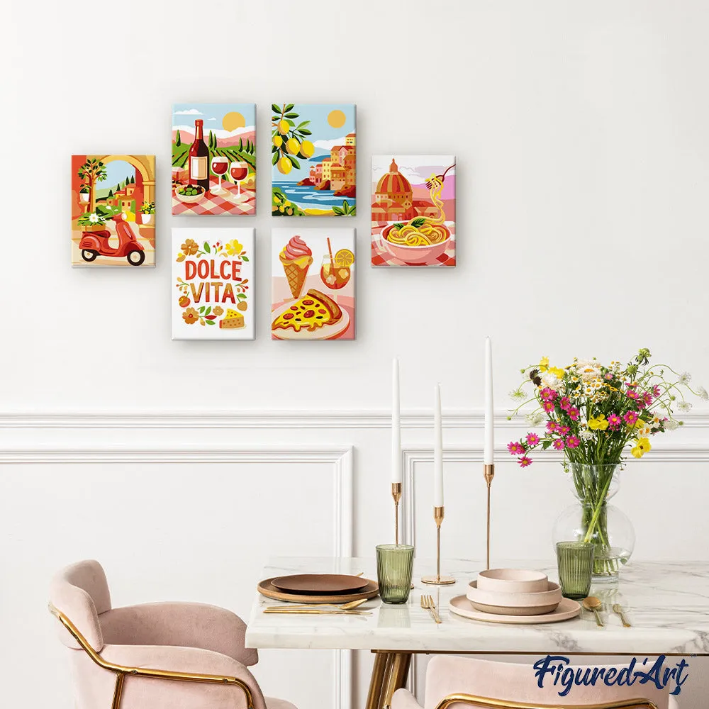 Figured'Art Mediterrane Ontsnapping mini schilderen op nummer 15x20 6st