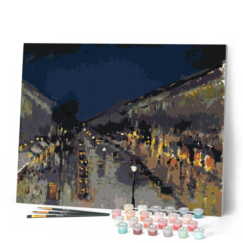 Figured'Art Boulevard Montmartre nachtelijk effect schilderen op nummer 40x50 cm impressionisme