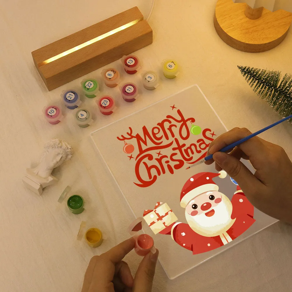 Figured'Art Kerstman 10 schilderen op nummer 15x20cm met LED