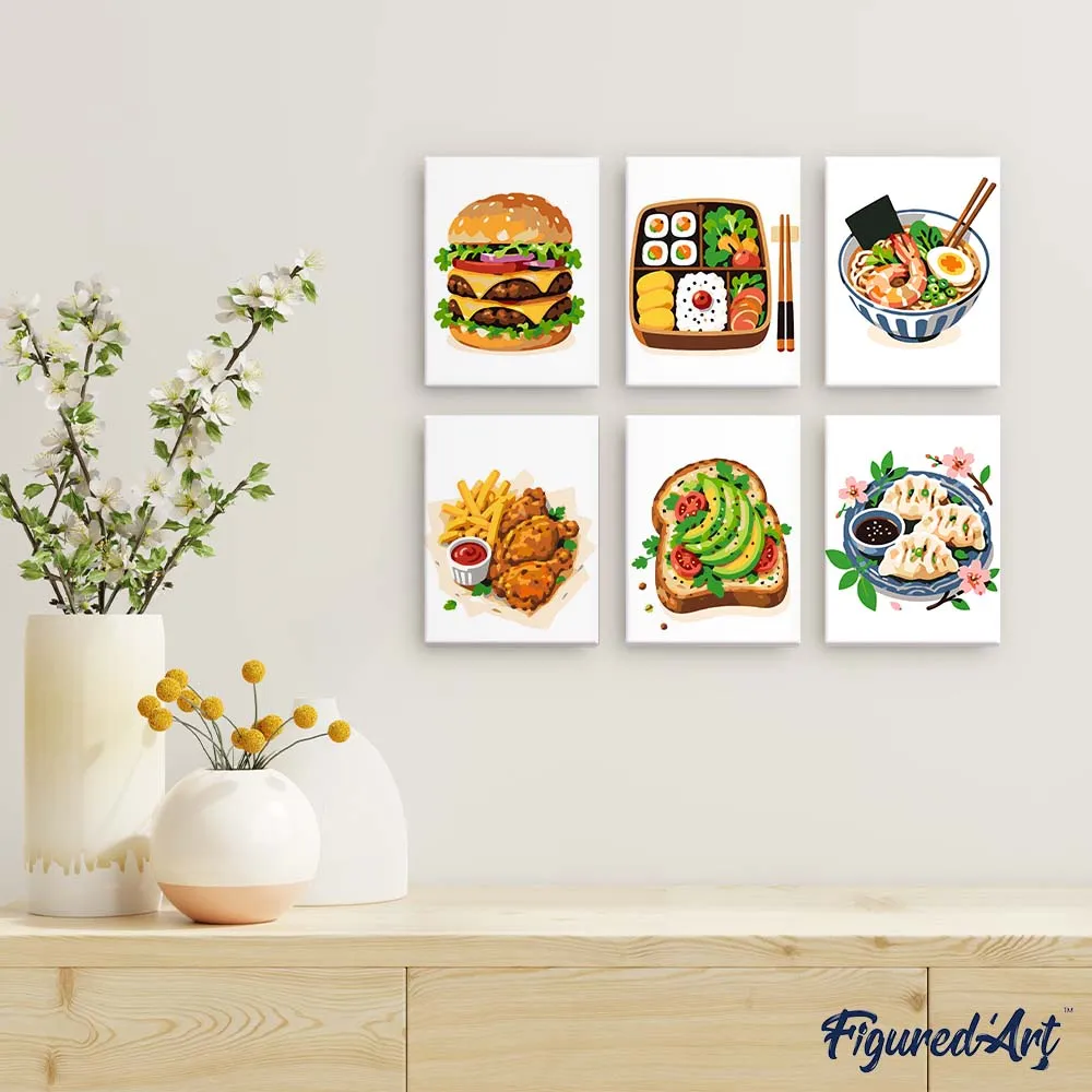 Figured'Art Mini Serie Heerlijk Eten Set schilderen op nummer 15x20cm 6 stuks eenvoudig