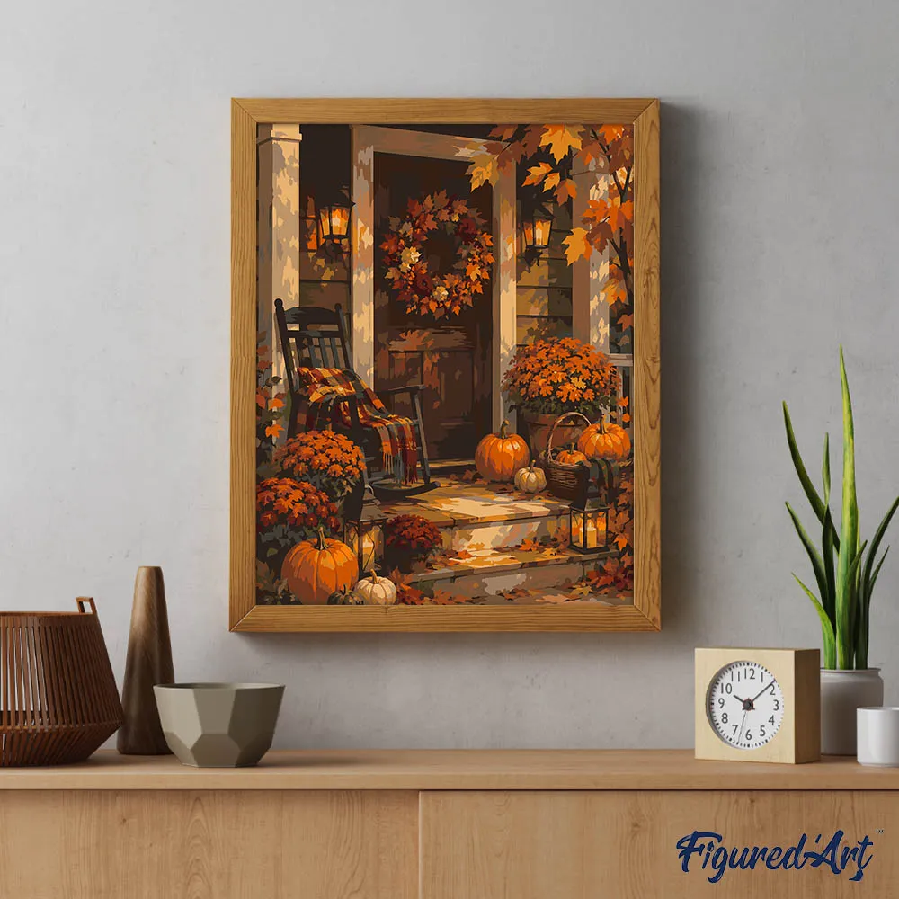 Figured'Art Gezellige Herfstveranda schilderen op nummer 40x50 cm herfst