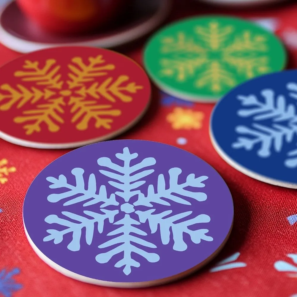Figured'Art Sneeuwvlok onderzetters schilderen op nummer 4st 10cm