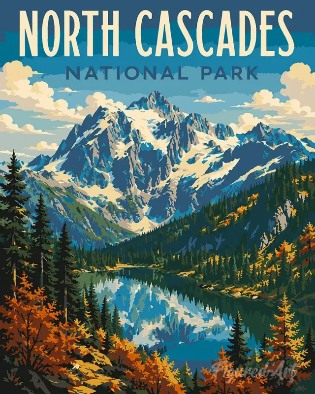 Figured'Art North Cascades National Park schilderen op nummer 40x50 cm