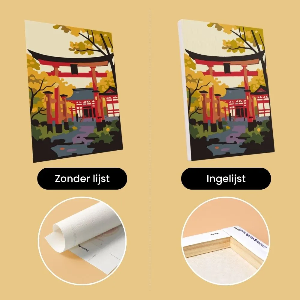 Figured'Art Rustig Japan schilderen op nummer 15x20cm 6 stuks