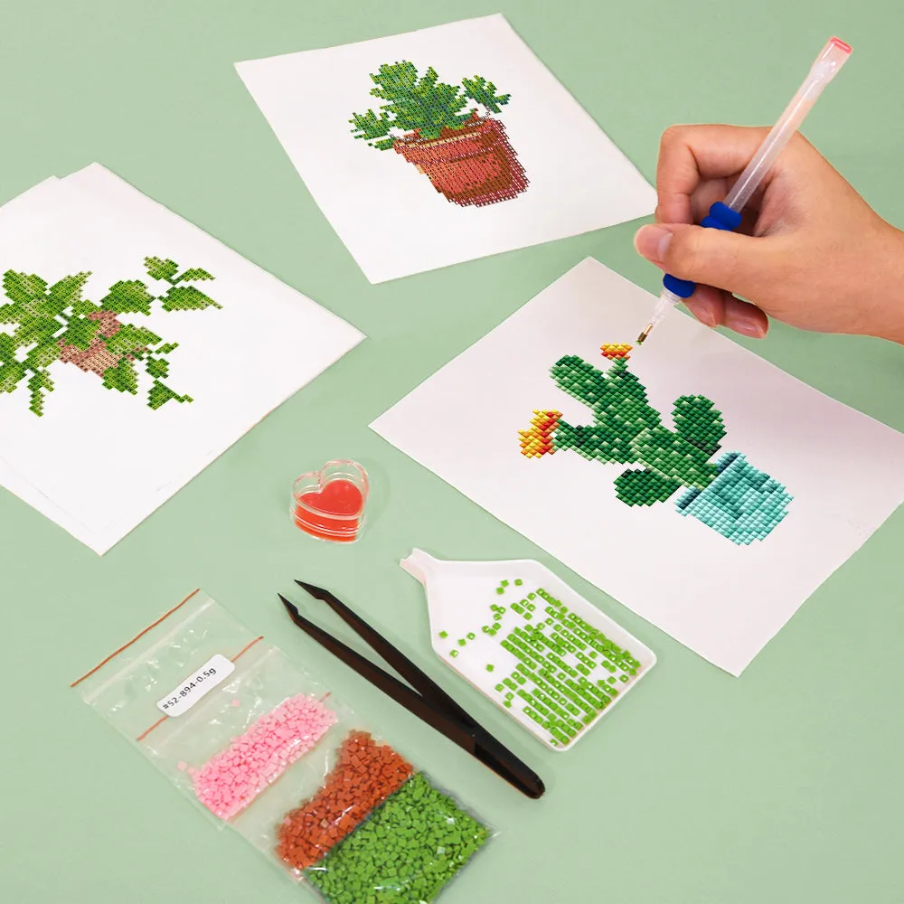 Figured'Art Mini Vetplant diamond painting 15x20cm 4 stuks full drill