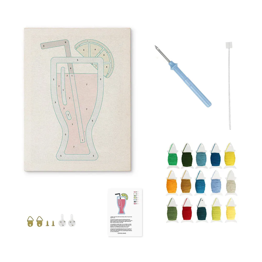 Figured'Art Roze Limonade punch needle pakket 20x30 cm frame