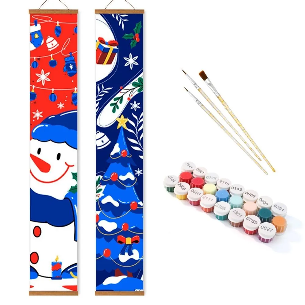 Figured'Art Vrolijke Frosty deurbanner 20x120 cm 2 stuks kerst