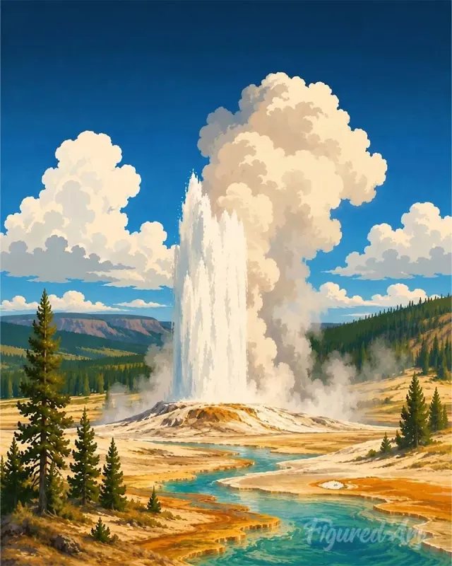Figured'Art Yellowstone Old Faithful diamond painting 40x50cm full drill