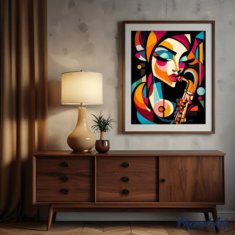 Figured'Art Gedurfd Abstract Sax Dame schilderen op nummer 40x50 cm eenvoudig