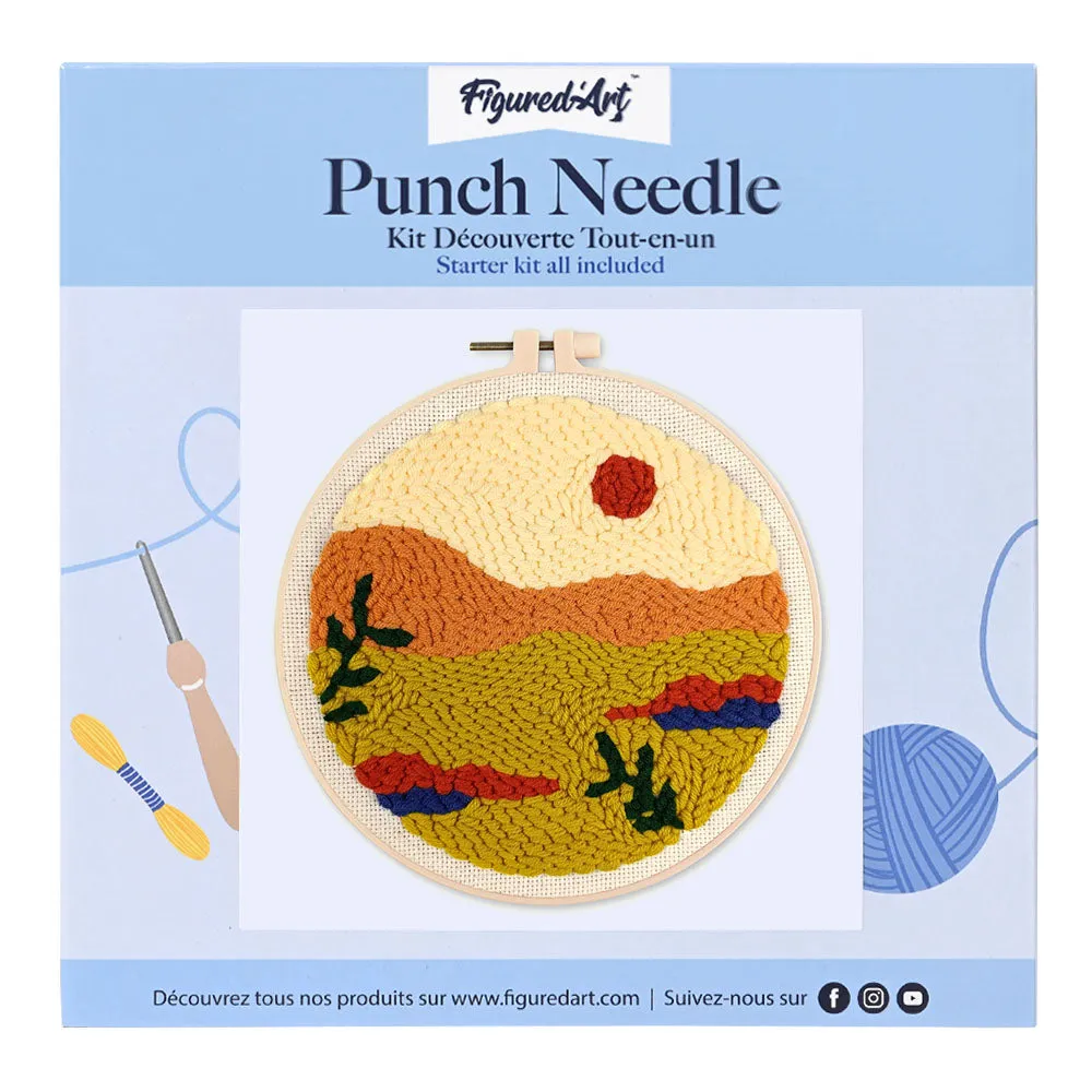 Figured'Art Gouden woestijn punch needle pakket 20cm rond wol