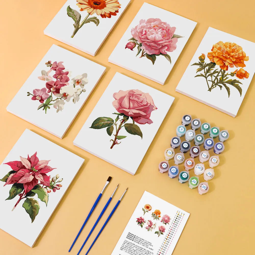 Figured'Art Mini Botanische Lentetuin schilderen op nummer 15x20 cm 6 stuks
