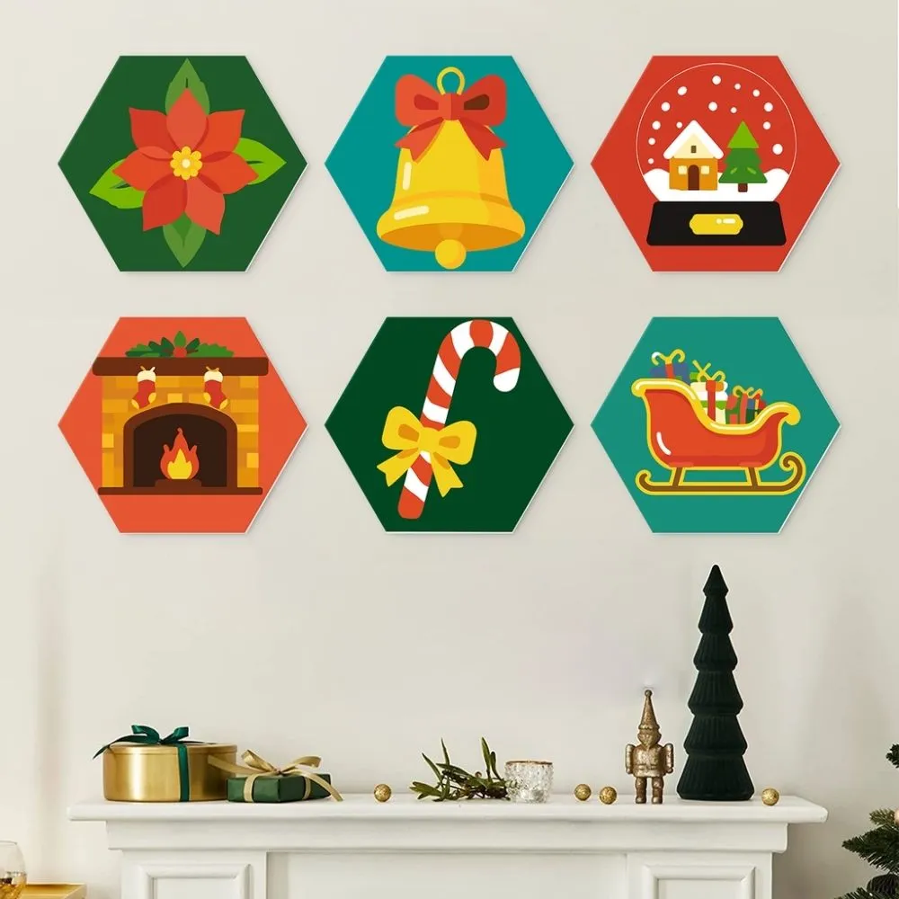 Figured'Art Mini Serie Zeshoeken schilderen op nummer 6 stuks kerst