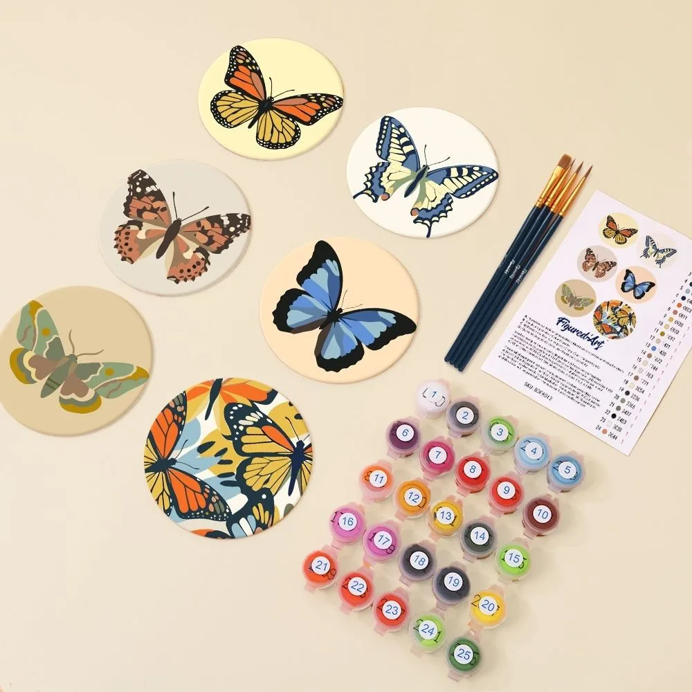 Figured'Art Vleugels van de Lente onderzetters 10 cm 6 stuks