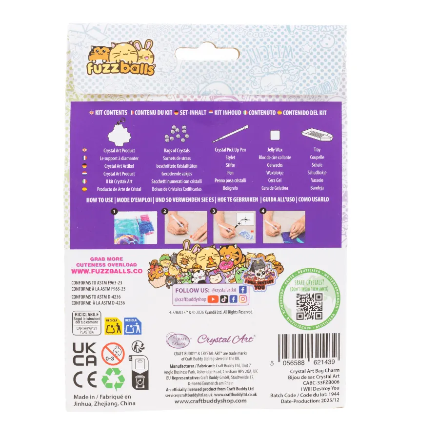 Craft Buddy Fuzzballs I Will Destroy You tasbedel diamond painting