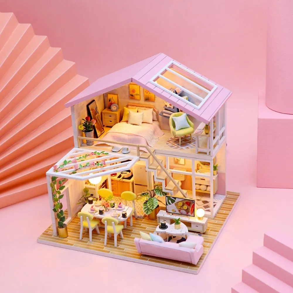 Figured'Art Aangenaam Moment miniatuurhuisje roze met led
