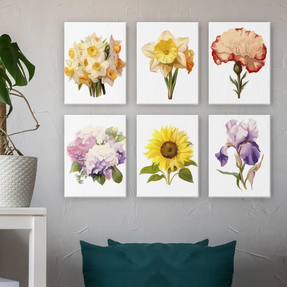 Figured'Art Bloemenreis mini schilderen op nummer 15x20cm 6 stuks