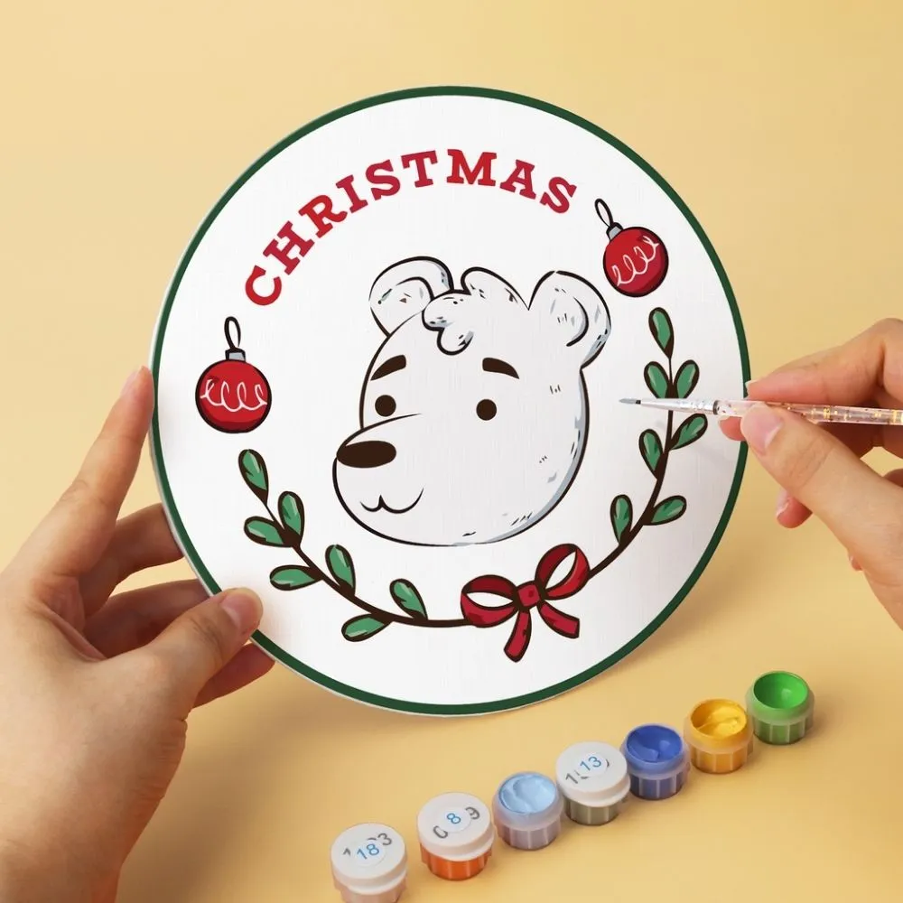 Figured'Art Mini Serie Vintage kerstzegels schilderen op nummer 6x Ø20cm rond