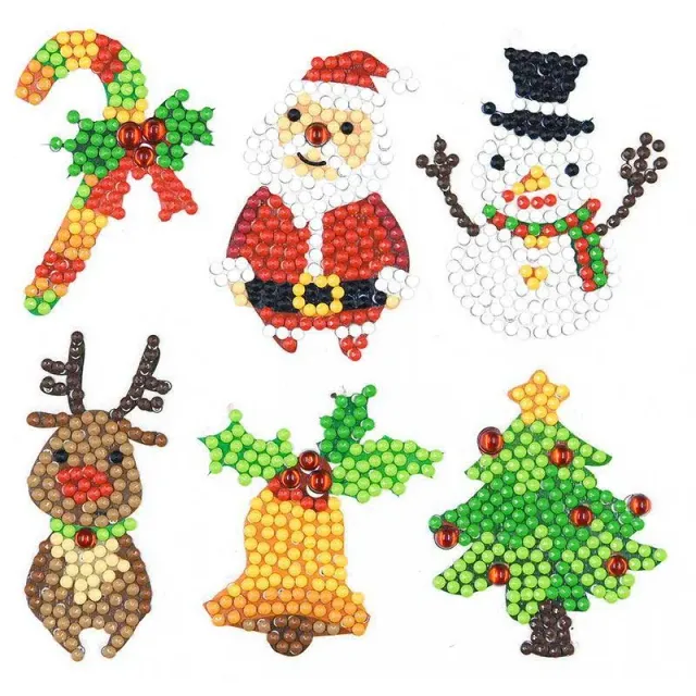Figured'Art Vrolijk Kerstfeest diamond painting stickers 6 stuks kind