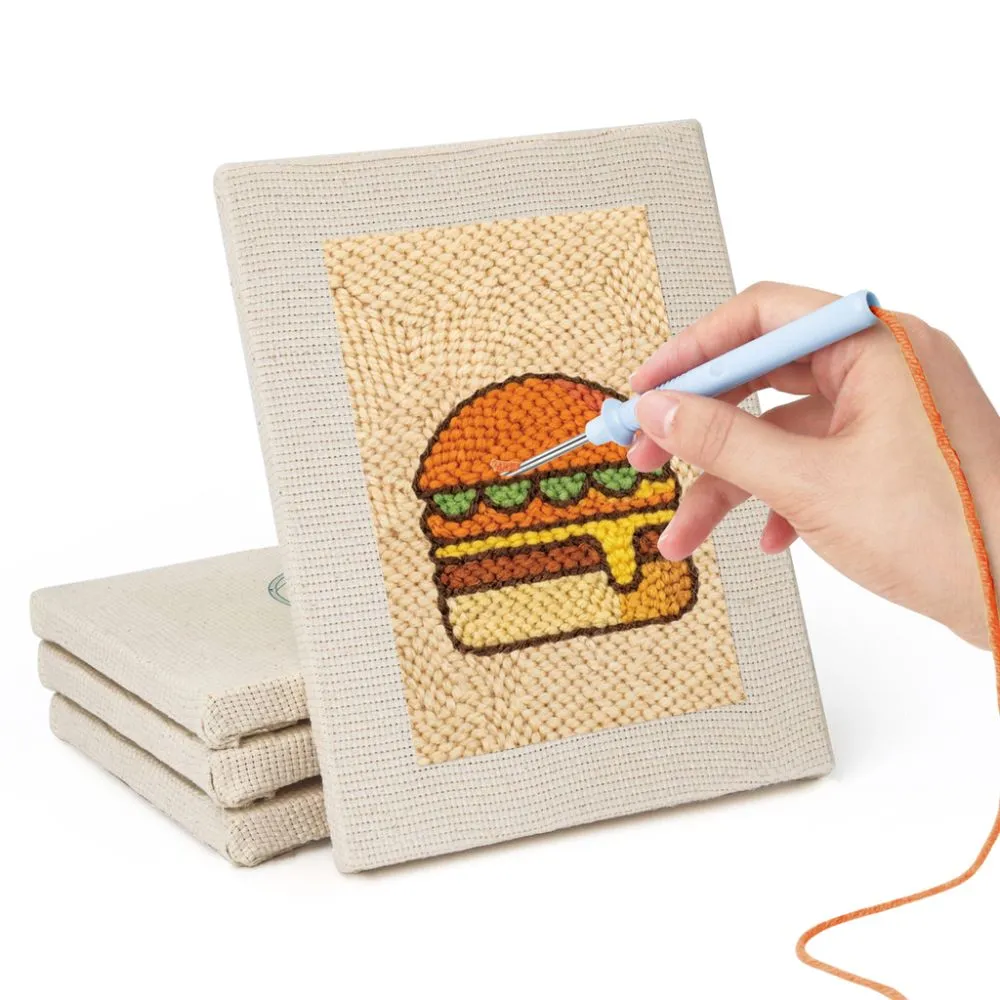 Figured'Art Streetfood 2 Punch Needle Set 4 Stuks met Frames