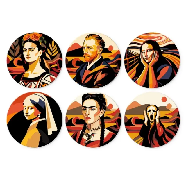Figured'Art Artistieke iconen mini schilderen op nummer Ø20cm 6 stuks