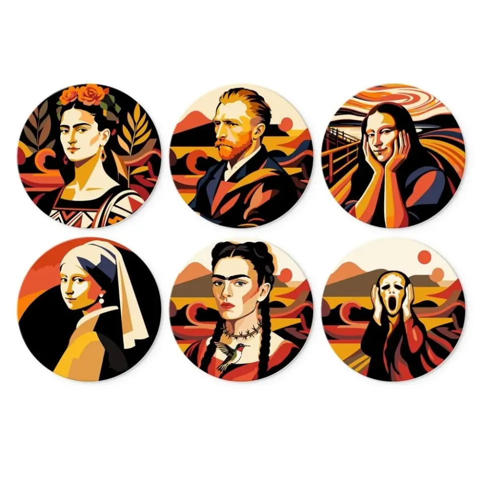 Figured'Art Artistieke iconen mini schilderen op nummer Ø20cm 6 stuks