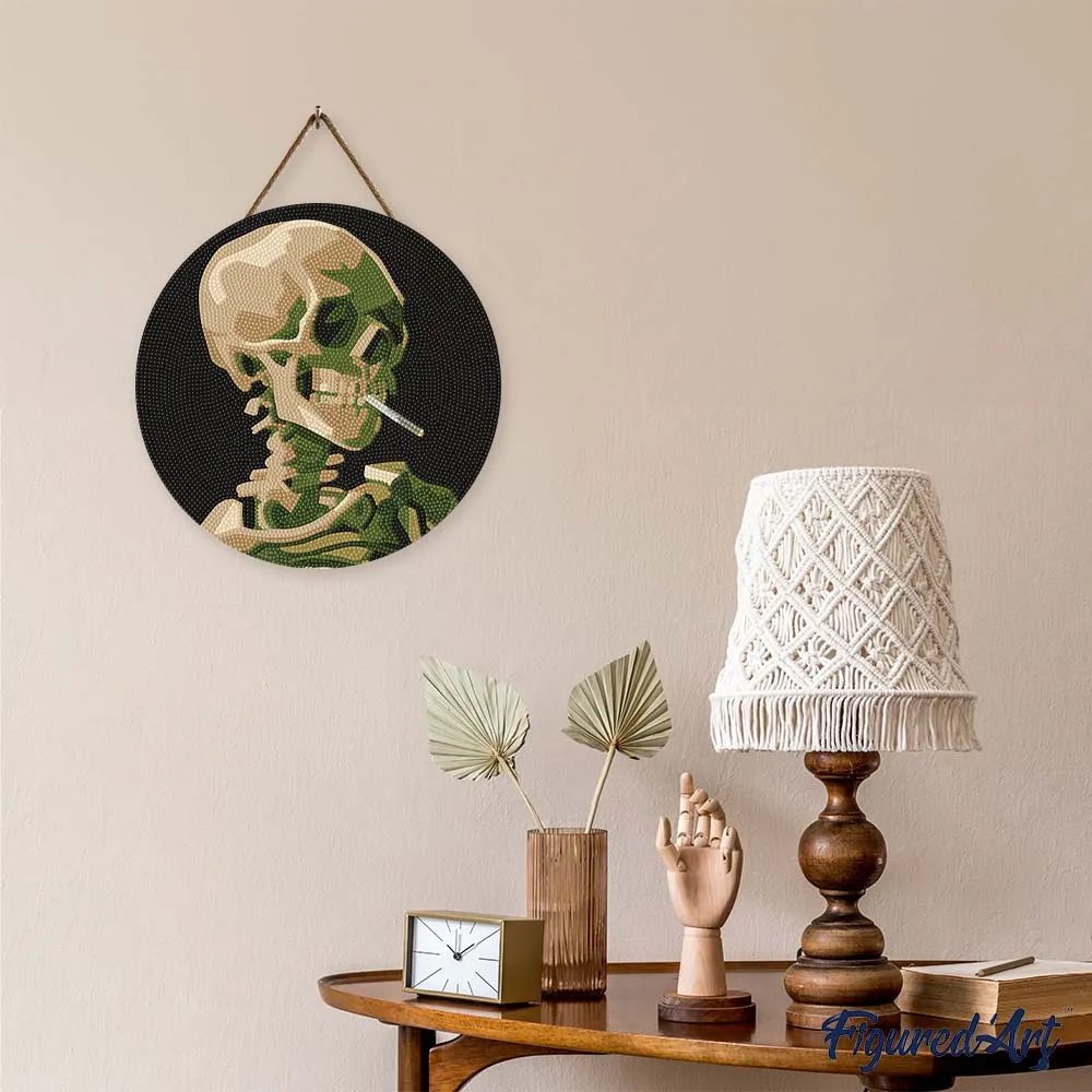 Figured'Art Van Gogh Skelet diamond painting hout 30cm rond