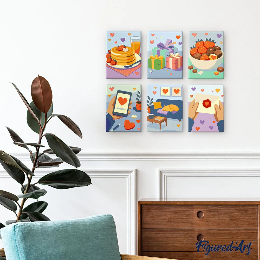 Figured'Art Dagelijkse Liefde mini schilderen op nummer 15x20cm 6st