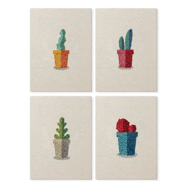 Figured'Art Punch Needle Kleine Vetplanten Potjes 1 set 4 stuks 15x20cm