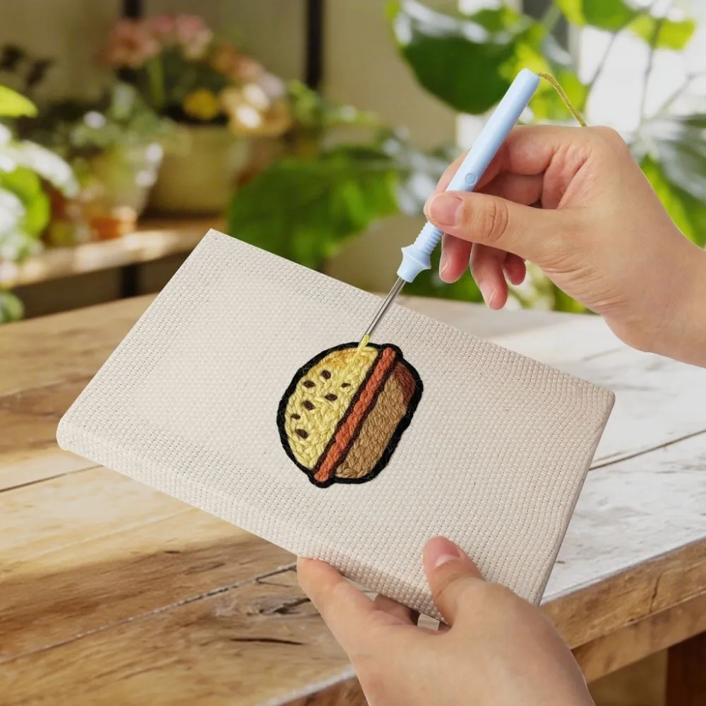Figured'Art Streetfood 1 punch needle set 15x20cm 4 stuks keuken