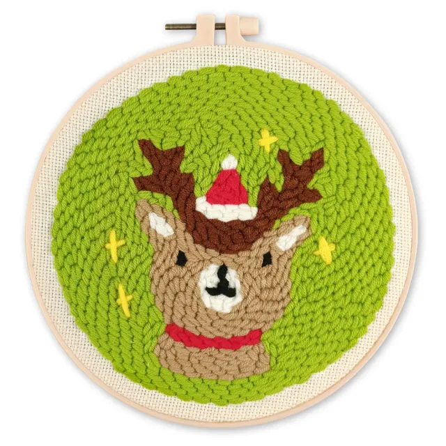 Figured'Art Kerstrendier punch needle pakket 20x20 cm wol