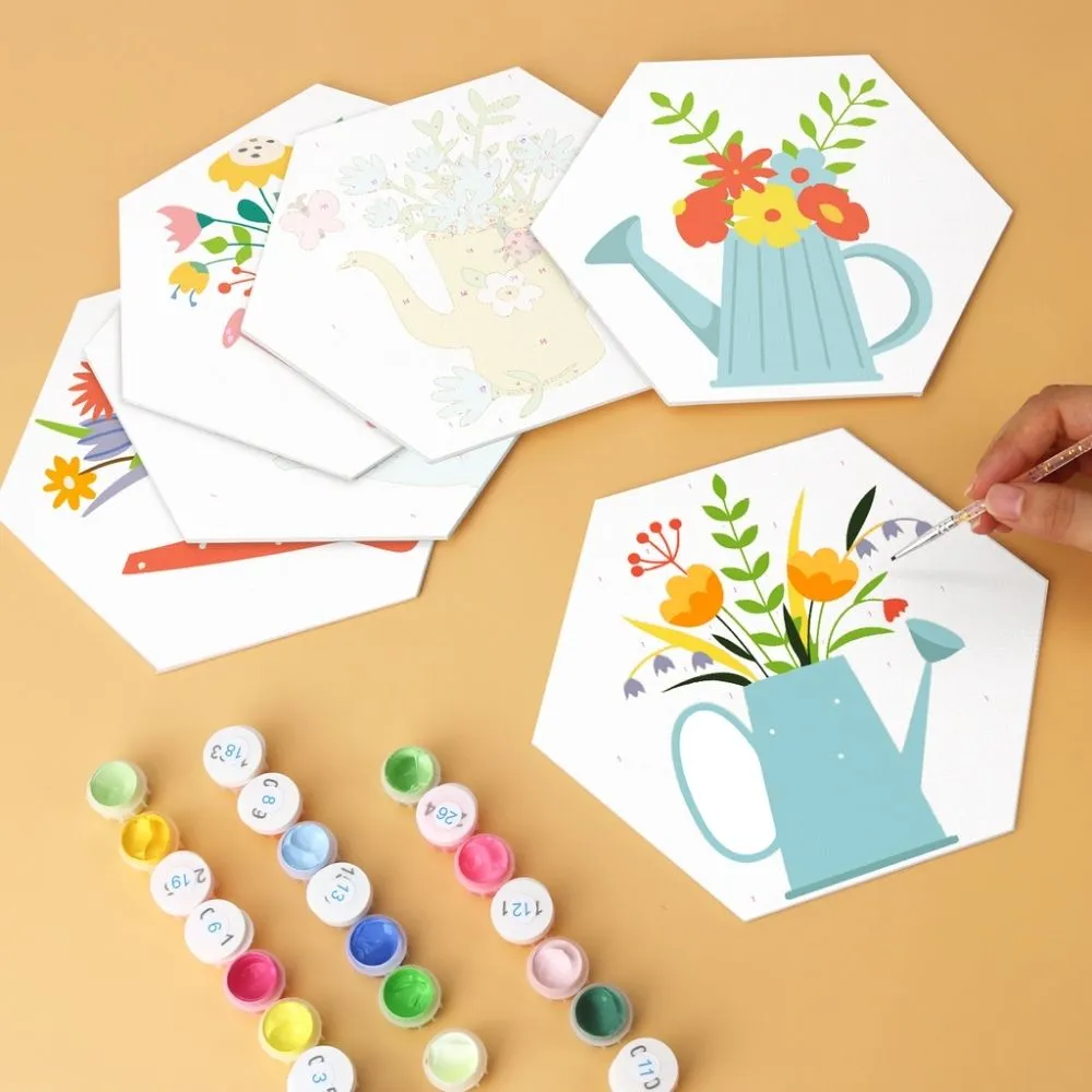 Figured'Art Mini Serie Bloemen uit de gieter 2 schilderen op nummer 6 stuks bloemen