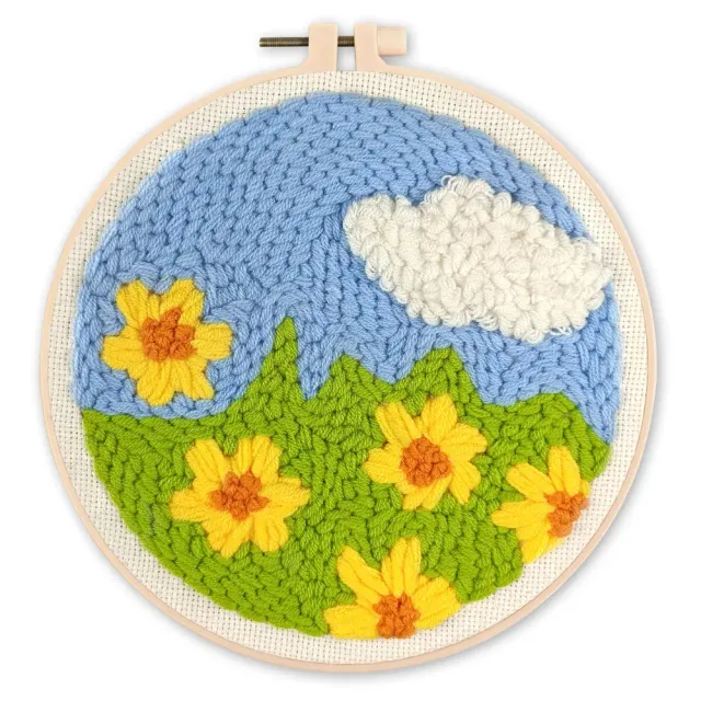 Figured'Art Punch Needle pakket Bloemenveld 20x20 cm wol