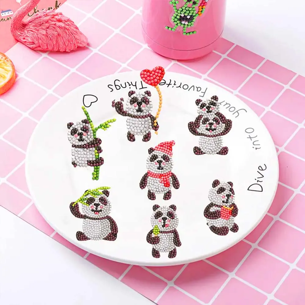 Figured'Art Panda's Diamond Painting Stickers 8 stuks Rond