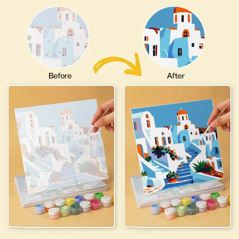 Figured'Art Mini Mediterrane penseelstreken schilderen op nummer 20x20cm 6 stuks