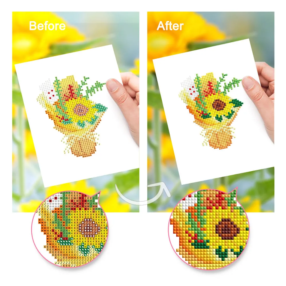 Figured'Art Mini Bloemen Potplanten diamond painting 15x20cm 6 stuks