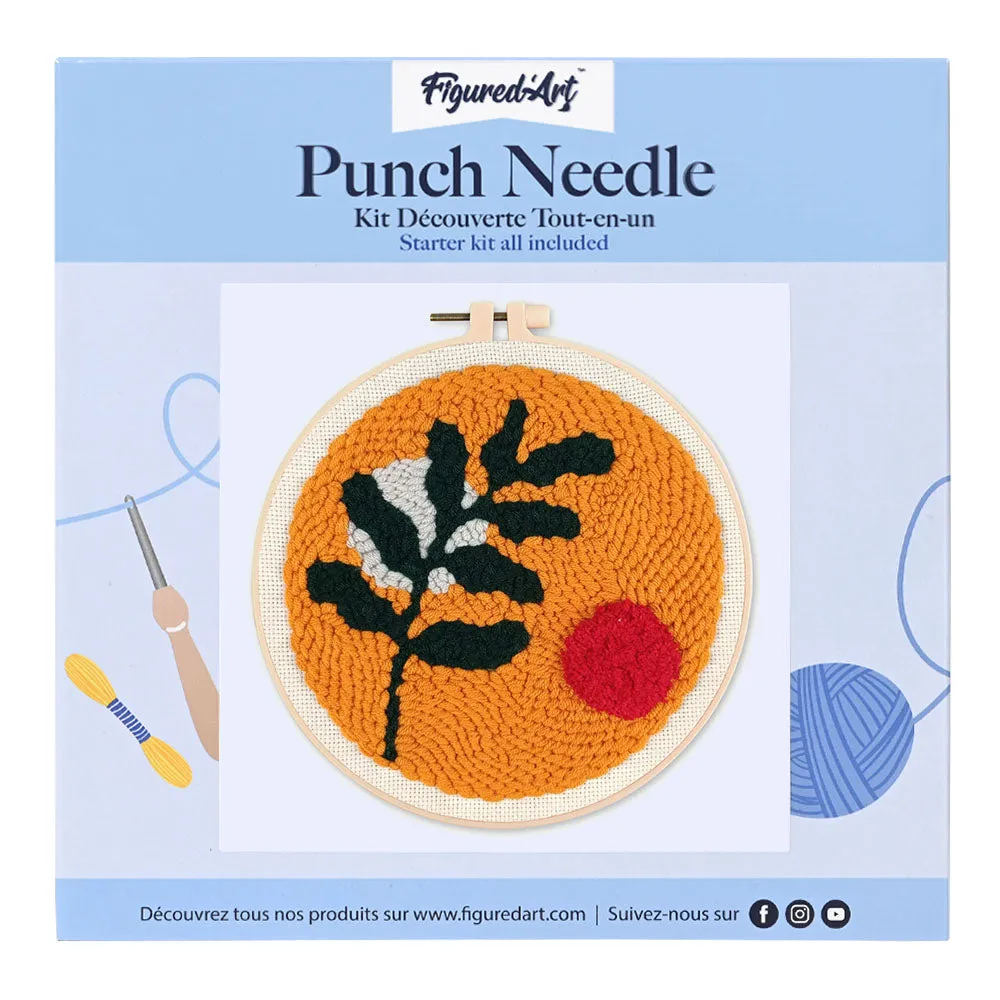 Figured'Art Botanische abstractie 1 punch needle pakket 20 cm wol
