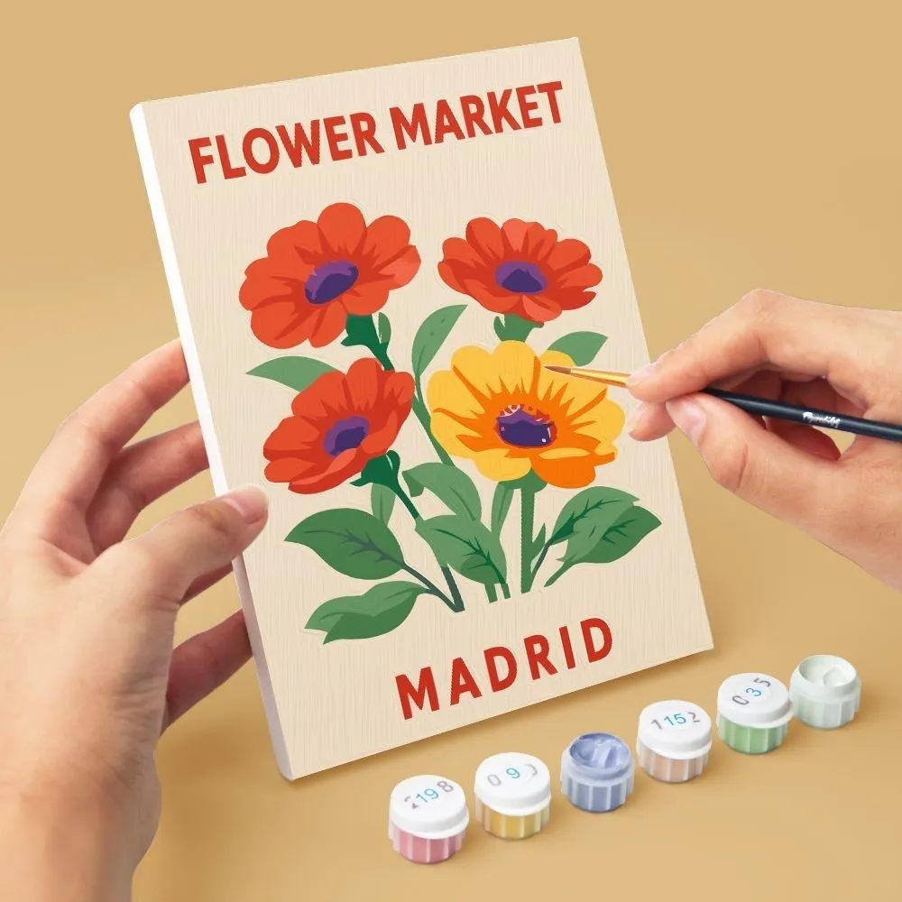 Figured'Art Mini Bloemenmarkt 3 schilderen op nummer 6x 15x20cm bloemen