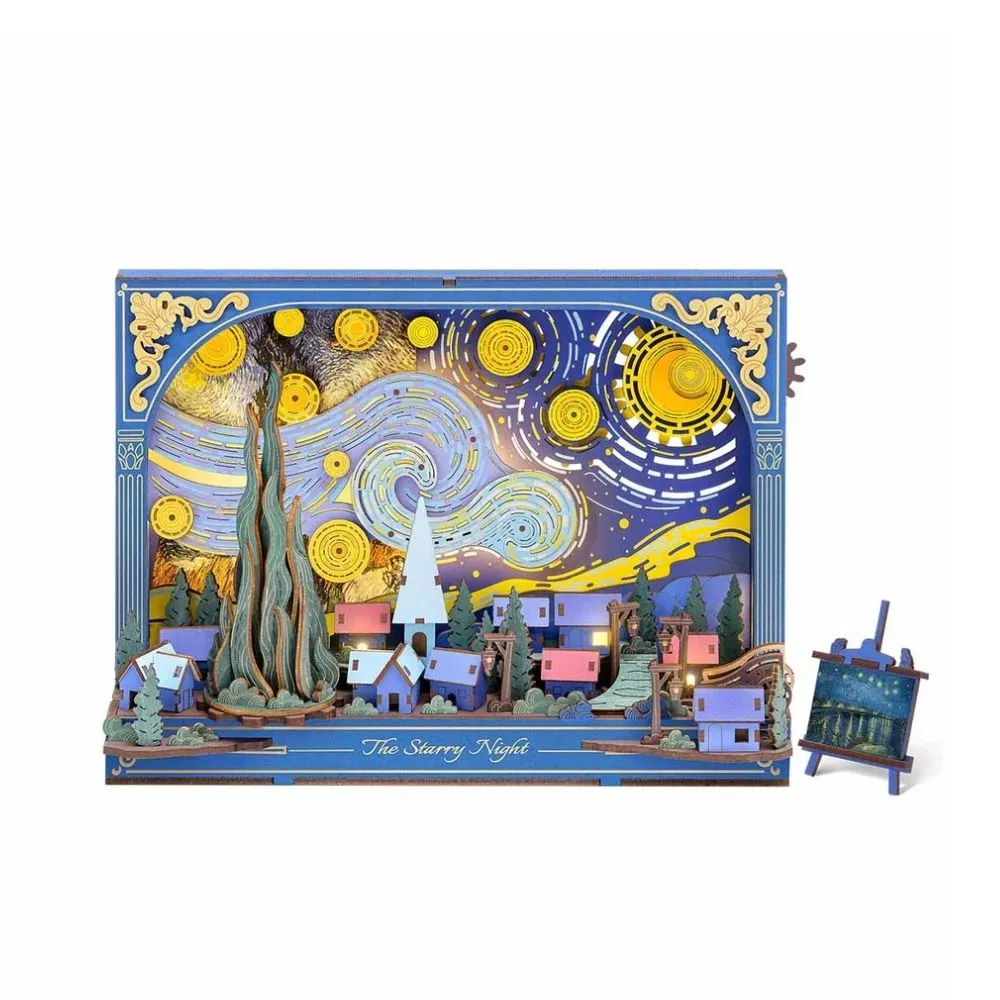 Figured'Art De Sterrennacht 3D puzzel hout 238 stukjes met LED